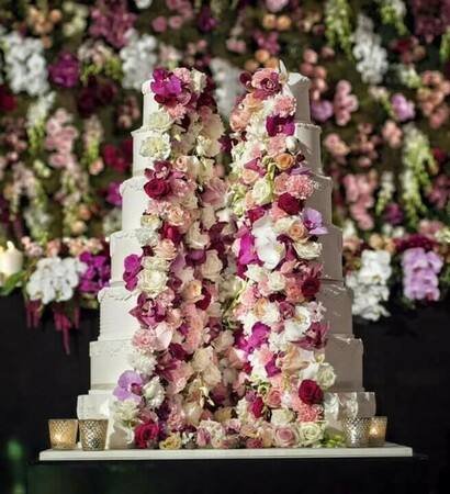 elegant, wedding cake and flowers