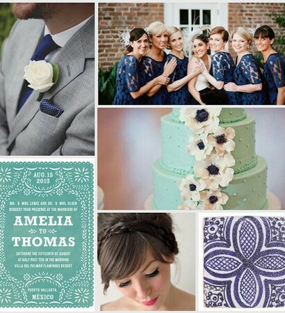 bride, mint green and mint and navy blue