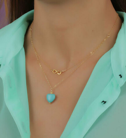 silver infinity necklace, gold infinity necklace and "hebe