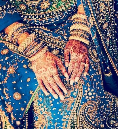 mehndi, hands and blue