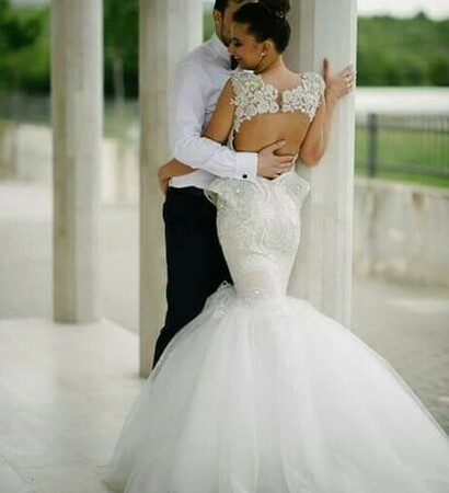 dress, perls and bride