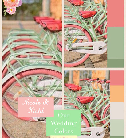 retro, peach and bicycle
