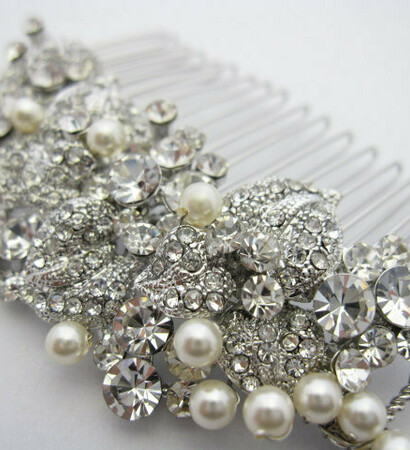 diamonds, hairpiece and comb