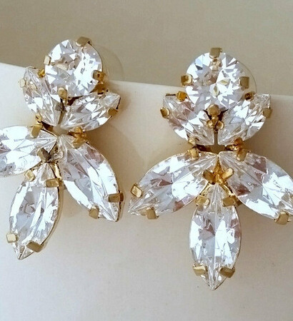 Prom, gold earrings and bridal earrings