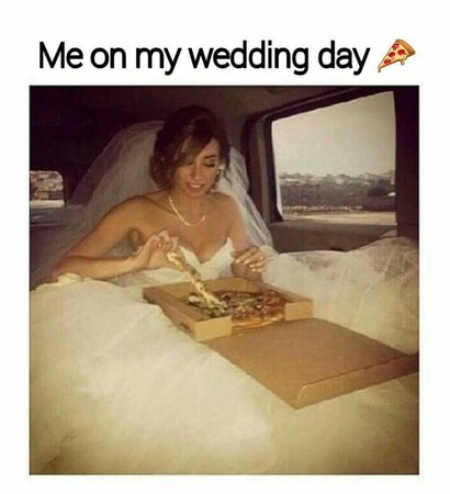 love, bride and pizza