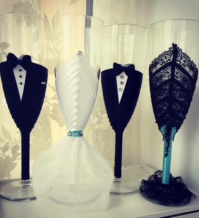 cute, bride and wine glas