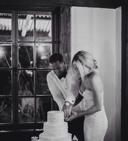 husband, bw and dessert