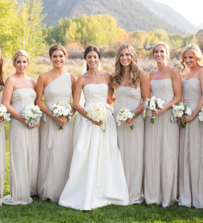 bride, bridesmaid and pink wedding