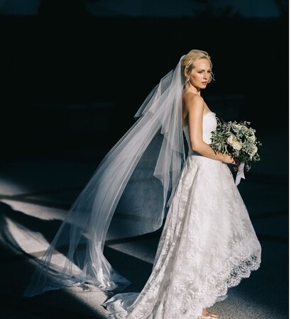 candice accola, bride and flowers