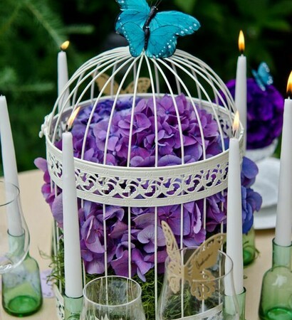 birdcage, flower and centerpiece