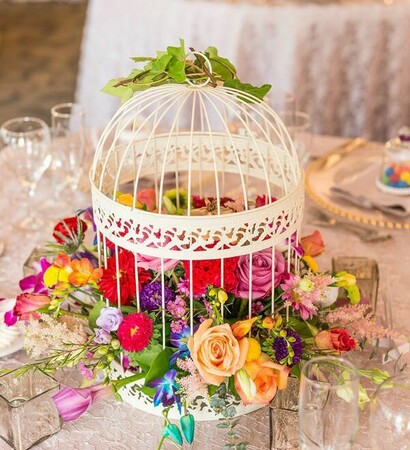 centerpiece, decor and birdcage