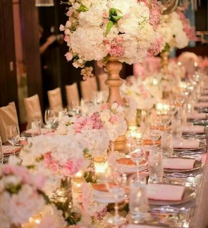 pink decor, roses and flowers