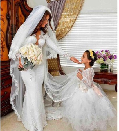 beautiful, flower girl and berta wdding dress