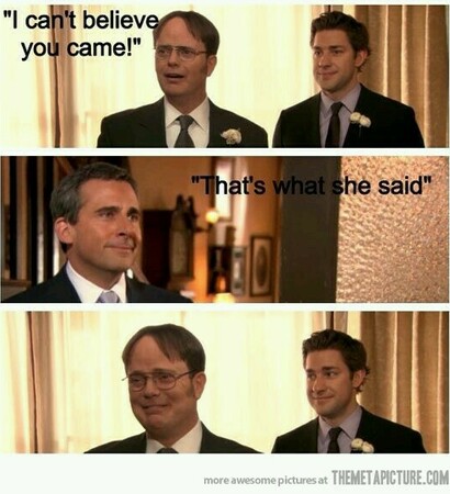 michael scott, dwight's wedding and that's what she said