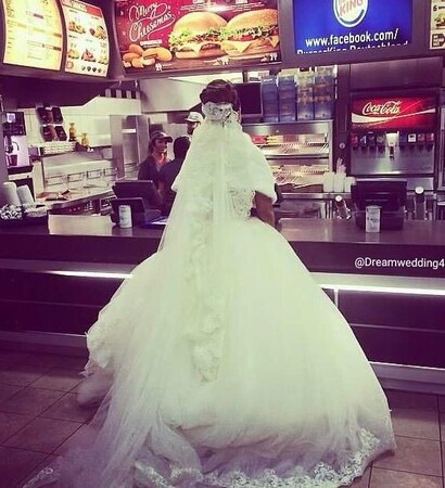 hungry, weddingdress and mc donald