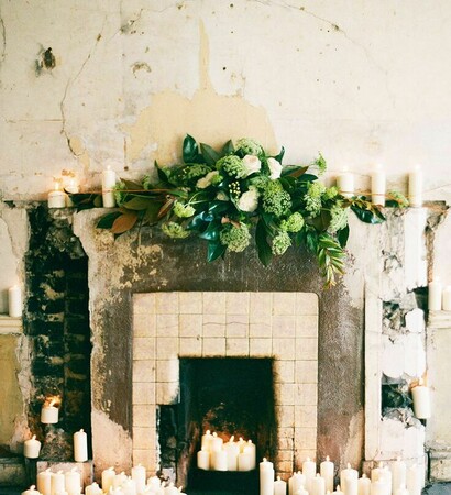 decor, fireplace and flowers