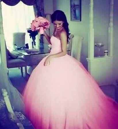 pink wedding dress, pink dress and beautiful