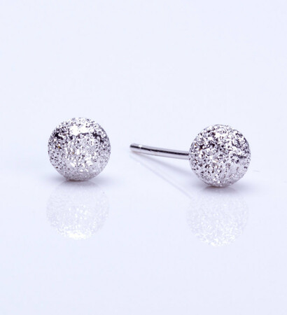 brushed silver earrings, round earrings and circle stud earrings