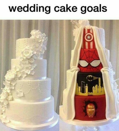weddingcake, spiderman and ironman
