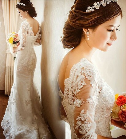 korean fashion, wedding dress and lace dress