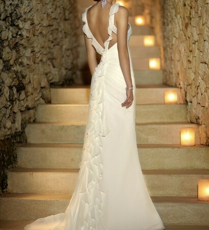 beach wedding, open back and chiffon