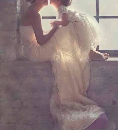 mom, baby and dress