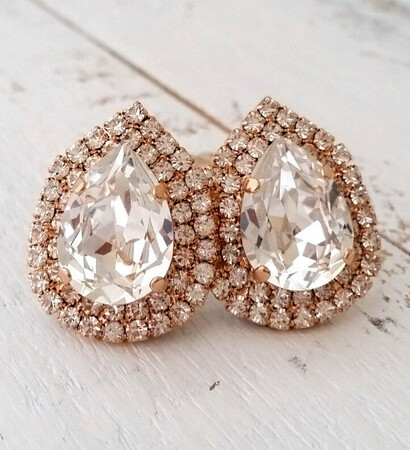rose gold earrings, bridal earrings and Prom