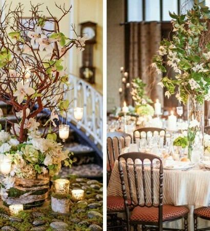 centerpiece, flowers and lights