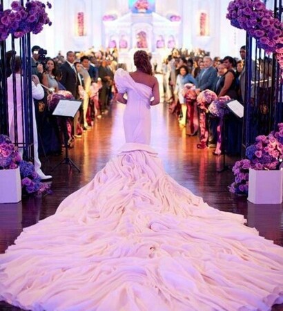 curch, white dress and just married