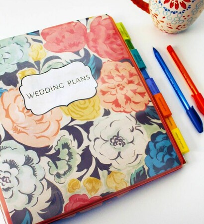 wedding planner, binder and book