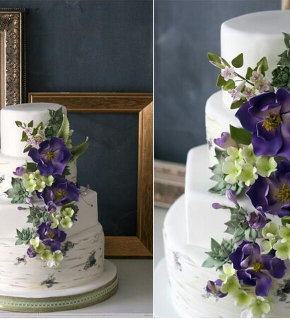 purple, wedding cake and flowery