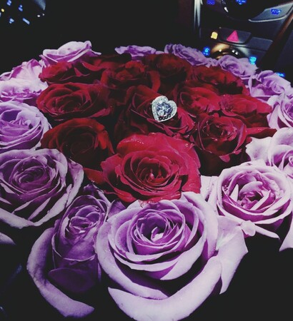 pink, couple and roses