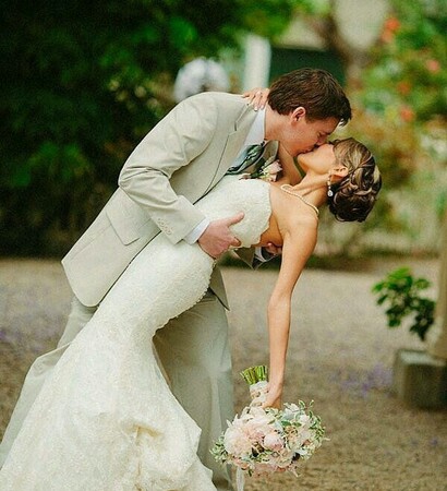 married, gown and kiss