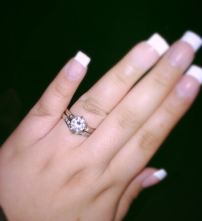 french tips, he went to jared and glamorous