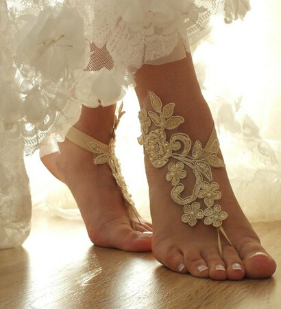 wedding shoes, bohemian sandal and lace barefoot sandal