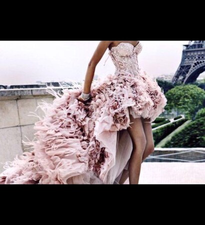pink, highlow and dress
