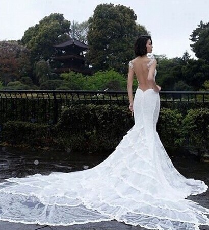 paradise, girl and wedding dress