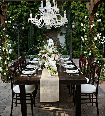 chandelier, table and outdoor