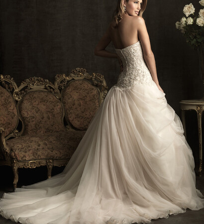 bride, bridesmaid dress and wedding dress