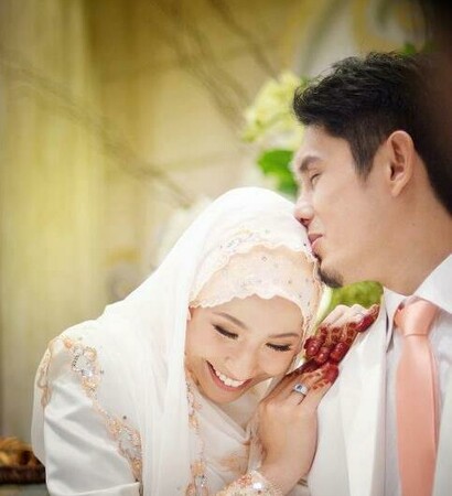 romantic, handsome husband and pretty