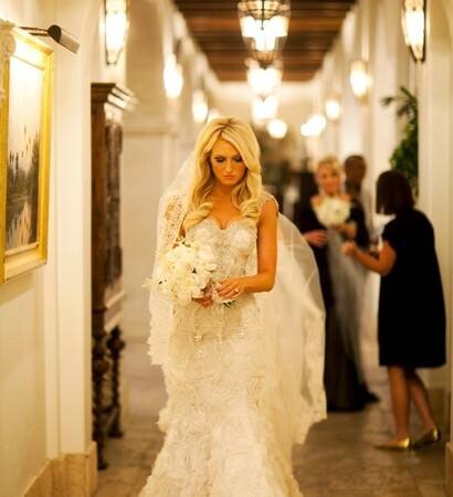 bride, dress and aisle