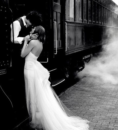 wedding dress, kiss and black and white