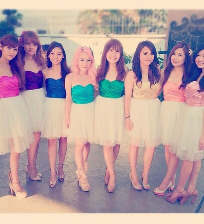bridesmaid, rainbow and asian girls