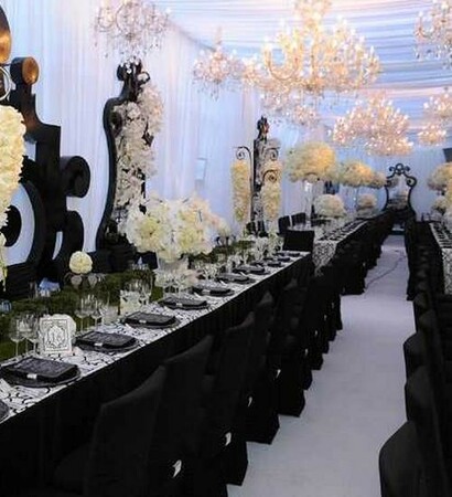 beautiful, wedding hall and black and white