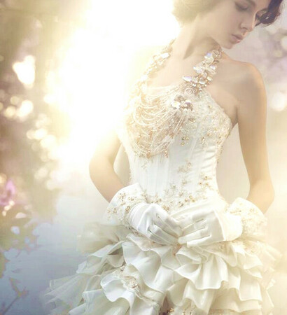 bride, lace wedding dress and cute