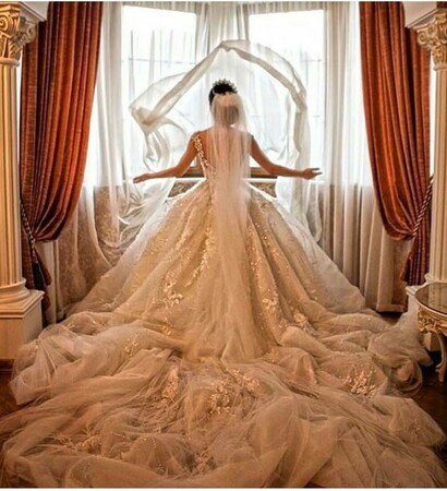 bride, happy and amazing wedding dress