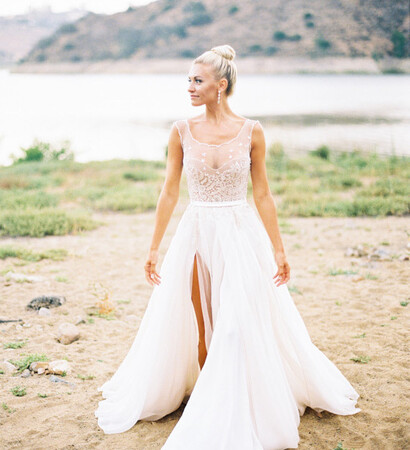 wedding dress, bridal gown and sheer