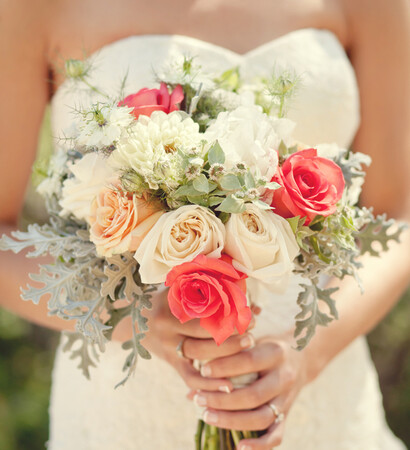bouquet, rose and coral pink