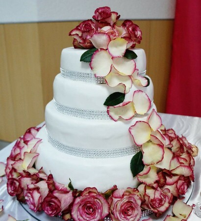 cake, rose and lady
