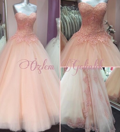 peach, pretty and dress